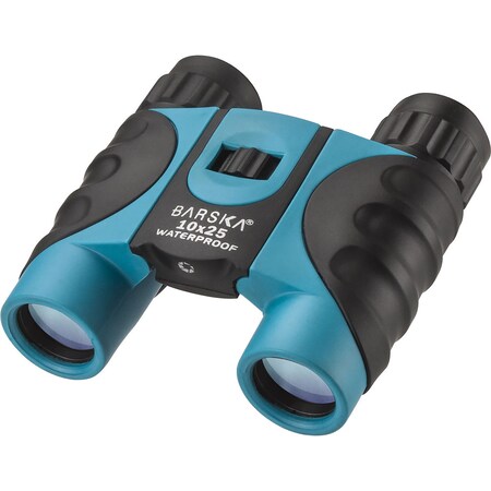 Barska 10x25mm Blue Waterproof Compact Binoculars, Clam AB12727